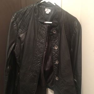 Faux Leather Belted Jacket